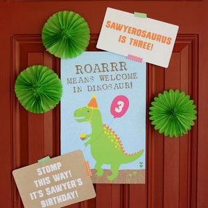 Dinosaur Party Welcome Signs, Dino Dig Sign, Welcome Sign, Dinosaur Birthday, Dinosaur Printable Signs, Dinosaur Party image 1