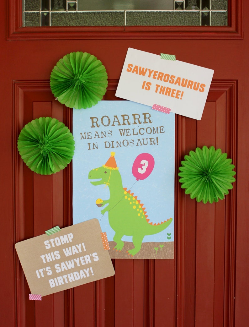 Dinosaur Party Welcome Signs, Dino Dig Sign, Welcome Sign, Dinosaur Birthday, Dinosaur Printable Signs, Dinosaur Party image 1