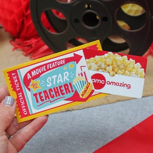 Movie Ticket teacher gift printable, teacher gift, teacher appreciation, movie night, thank you gift, gift card holder, Just Add Confetti image 7