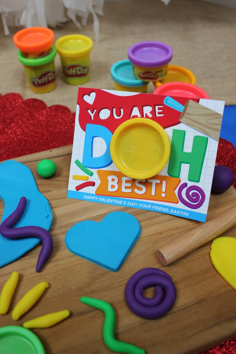 Play Dough Valentine Printable, Non-Candy Valentine, Printable Valentine, Class Party Valentines, Kids Valentine, Just Add Confetti image 8