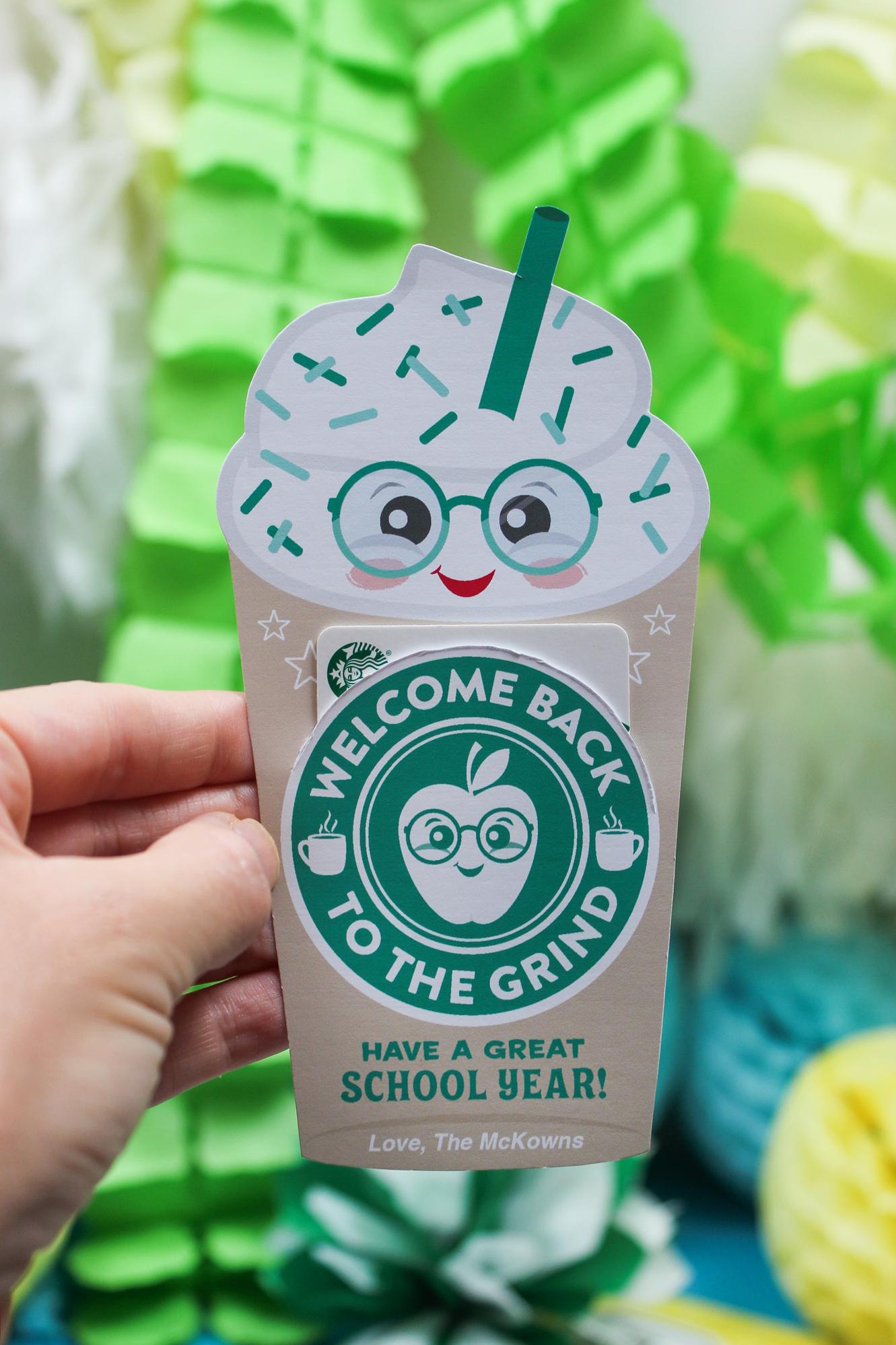 Back to School Coffee Gift Card Holder Printable, Teacher Gift, Coffee ...