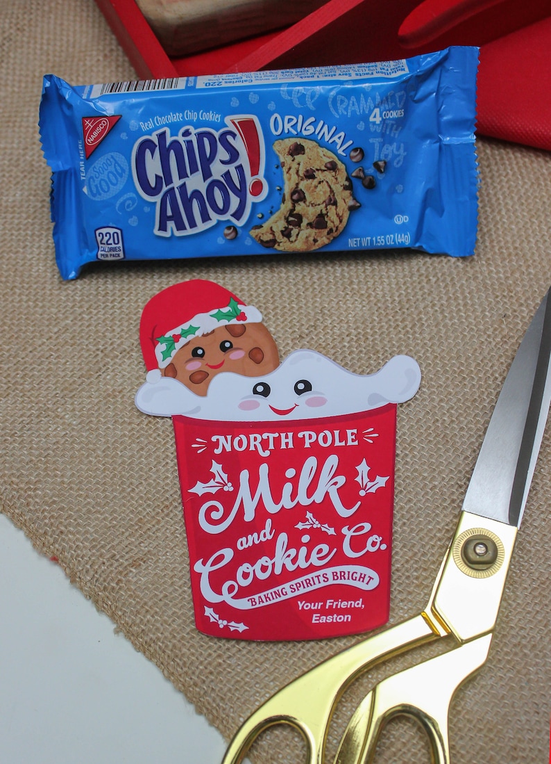 Milk and Cookies Christmas Printables For Chips Ahoy cookies, holiday treat, Christmas cookies, classroom treat, cookie, Just Add Confetti image 4