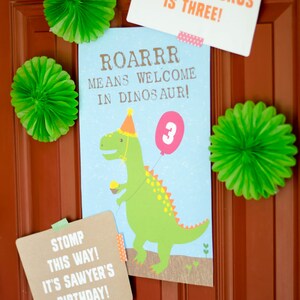 Dinosaur Party Welcome Signs, Dino Dig Sign, Welcome Sign, Dinosaur Birthday, Dinosaur Printable Signs, Dinosaur Party image 2