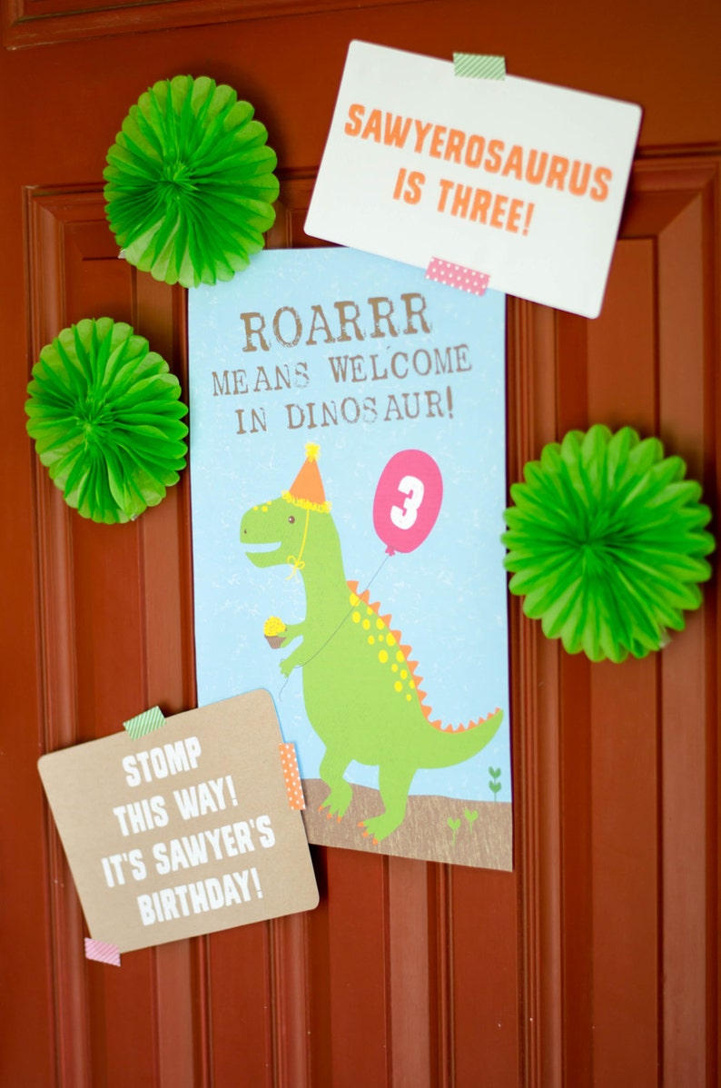 Dinosaur Party Welcome Signs, Dino Dig Sign, Welcome Sign, Dinosaur Birthday, Dinosaur Printable Signs, Dinosaur Party image 2