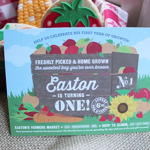 Farmers Market Birthday Invitation - Printable, Digital File, Farm Party, Farmers Market Birthday, Farmers Market Party, Garden Party