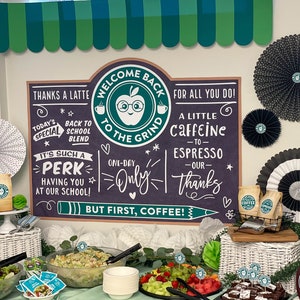 Back to School Coffee Shop Printables, Zurück zum Grind, Lehrer Wertschätzung Printables, Personal Wertschätzung, PTO, PTA, fügen Sie einfach Konfetti hinzu