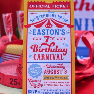 Carnival Birthday Party Invitation Printable, carnival party, kids birthday party, summer party, county fair, circus, Just Add Confetti image 3