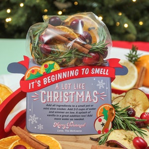 Etichetta regalo natalizia Potpourri sul piano cottura stampabile, etichetta regalo per insegnante, regalo per il vicino, profumi natalizi per le vacanze, pentola a fuoco lento, basta aggiungere coriandoli