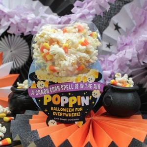 Popcorn Halloween Treat printable, Halloween treat bag tag, kids Halloween party favor, candy corn, Just Add Confetti INSTANT DOWNLOAD image 4