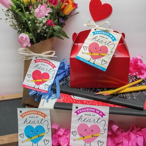 Teaching is a Work of Heart Printable Gift Tag, Teacher Gift, Valentine ...