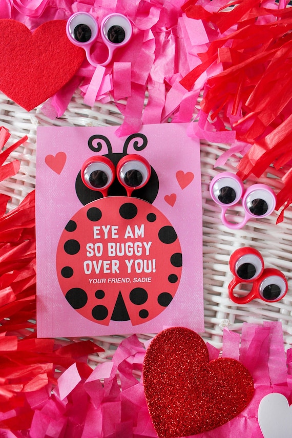 ladybug eyeball finger puppet valentine classroom valentine kids valentine non food valentine editable pdf printable valentine s day by just add confetti catch my party