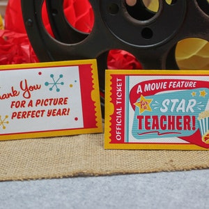 Movie Ticket teacher gift printable, teacher gift, teacher appreciation, movie night, thank you gift, gift card holder, Just Add Confetti image 2