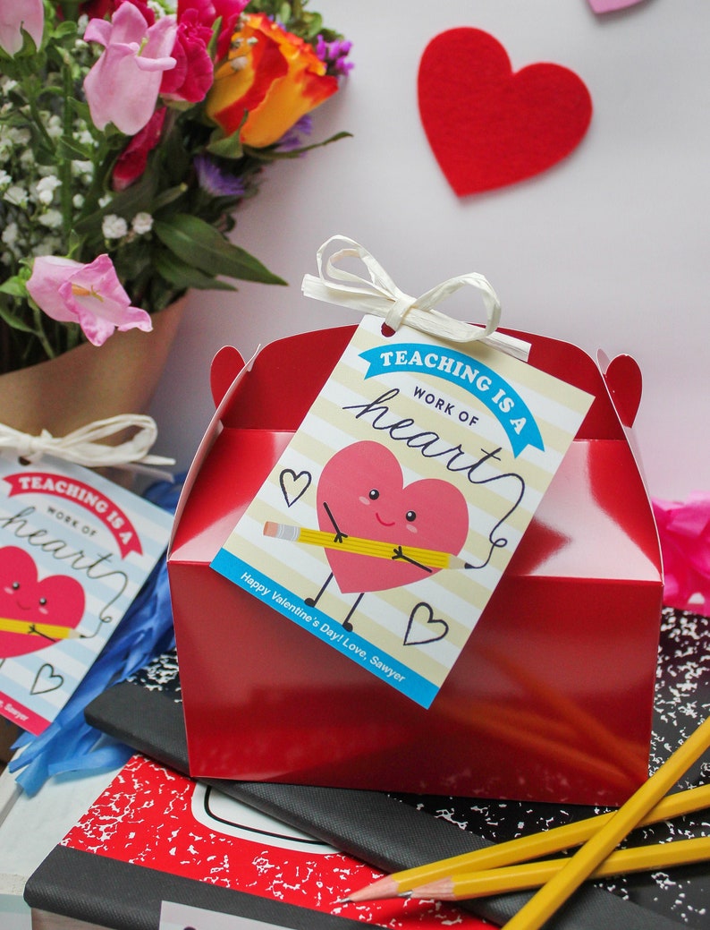 Teaching is a Work of Heart Printable Gift Tag, Teacher Gift, Valentine ...