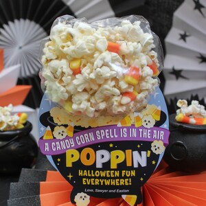 Popcorn Halloween Treat printable, Halloween treat bag tag, kids Halloween party favor, candy corn, Just Add Confetti INSTANT DOWNLOAD image 2