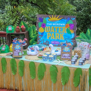 Water Park Party Backdrop Sign Printable, water slide party, kids birthday party, splash park, water party, splash bash, Just Add Confetti