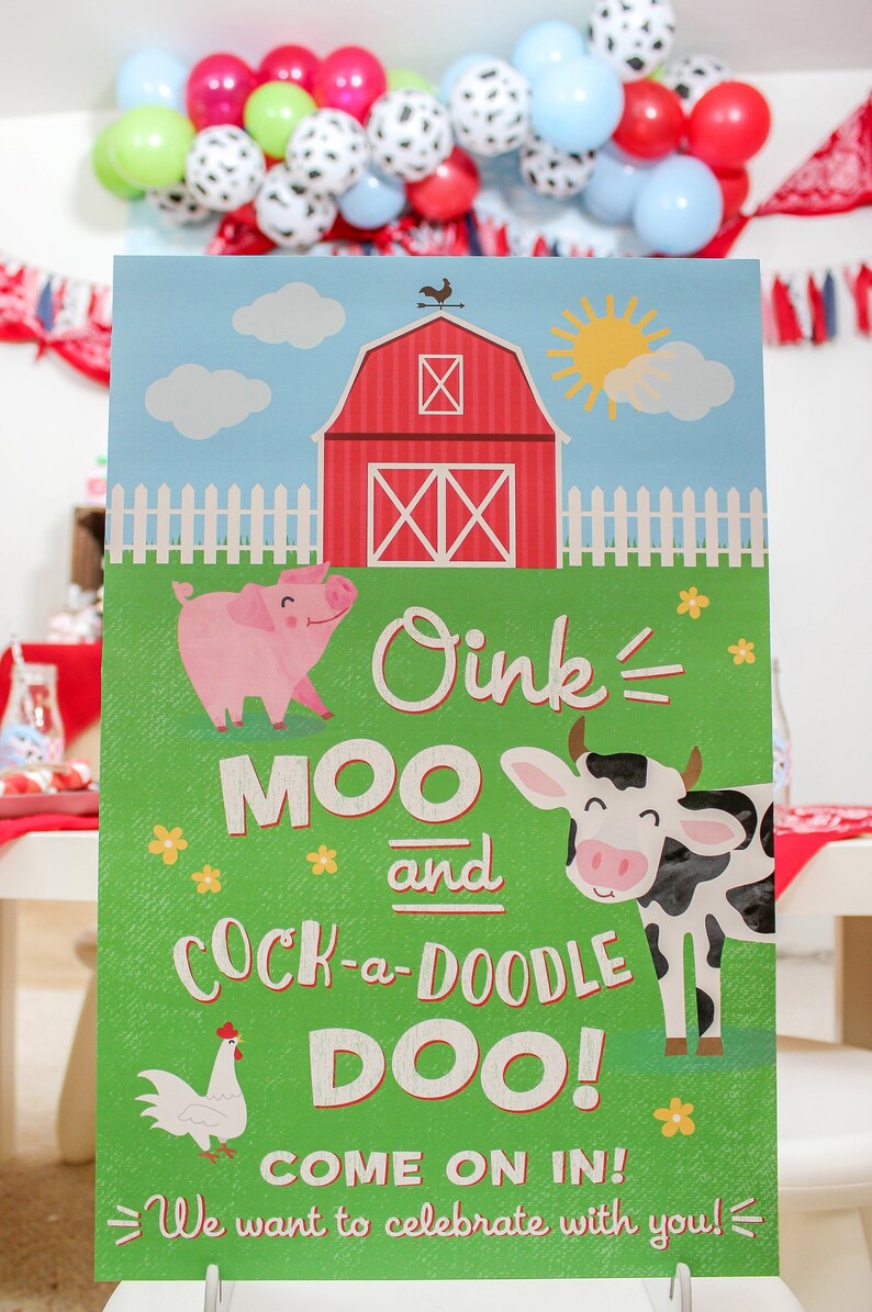 Farm Birthday Party Welcome Sign Farm Birthday Decorations Etsy