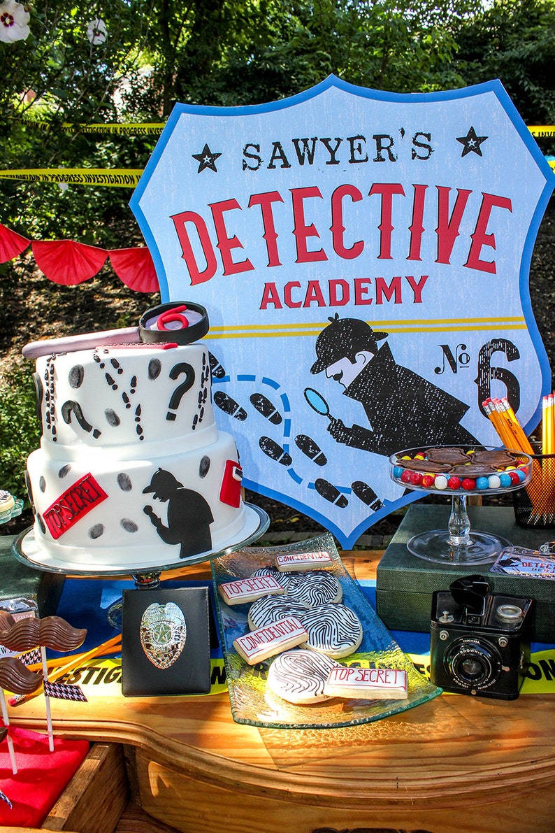 Detective Academy Birthday Party Backdrop Printable Sign Etsy