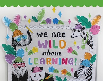 Wild About Learning, Safari Bulletin Board Kit Printable, Classroom Decor, Jungle Theme Bulletin Board, Back to School, Just Add Confetti