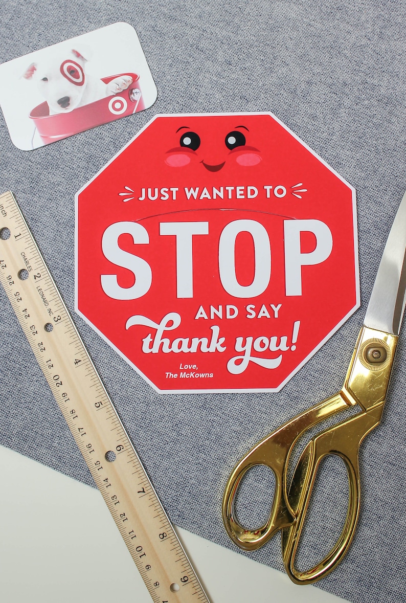 Stop Sign Crossing Guard gift card holder printable, staff appreciation, school, end of the year gift, gift card holder, Just Add Confetti image 4