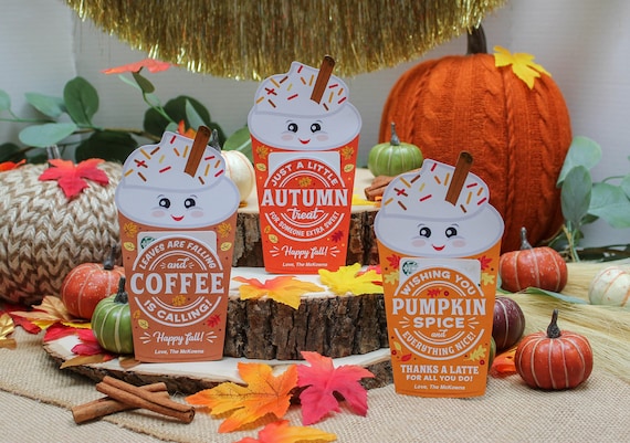 Thanksgiving Coffee Gift Card printable, teacher gift, staff gift, Fall coffee printable, employee gift, gift card holder, Just Add Confetti