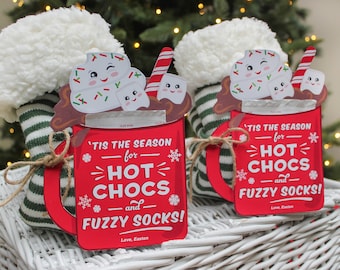 Hot Chocs & Fuzzy Socks Christmas Gift Tag printable, Hot Cocoa Printable, Hot Chocolate Christmas Gift, Instant Download, Just Add Confetti