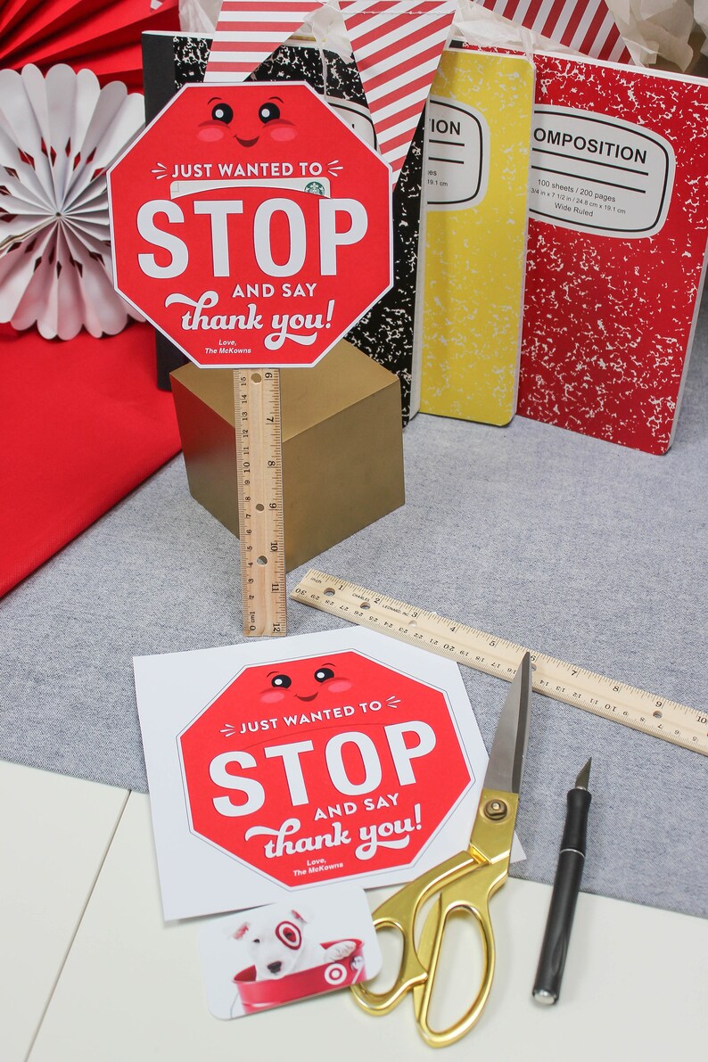 Stop Sign Crossing Guard gift card holder printable, staff appreciation, school, end of the year gift, gift card holder, Just Add Confetti image 3