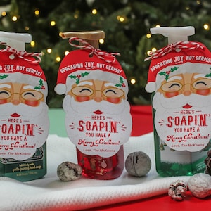 Soapin You have a Merry Christmas Gift Tag stampabile, Etichette per sapone per le mani per le feste, Etichetta regalo di Babbo Natale, Regalo per insegnanti, Regalo per il personale, Aggiungi solo coriandoli