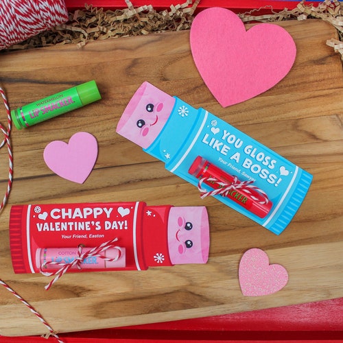 Chapstick Kids Valentine Printable, Lip Gloss Valentine, school valentine, classroom valentine, valentine exchange, Just Add Confetti