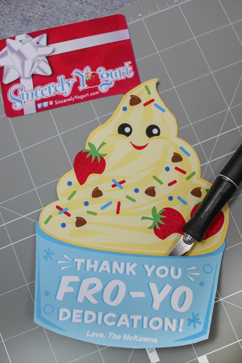 Fro Yo Thank You Gift Printable, Frozen Yogurt, Gift Card Holder ...