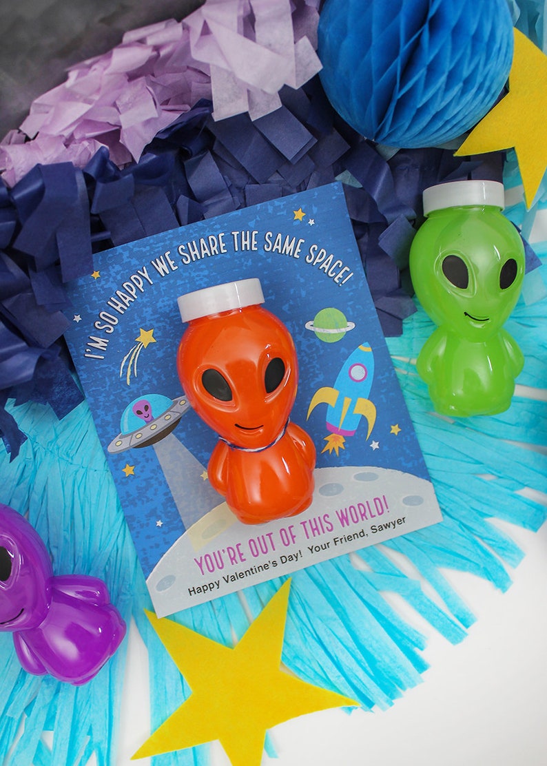 Alien Kids Valentine Printable - Space, UFO, Alien Slime, Editable ...