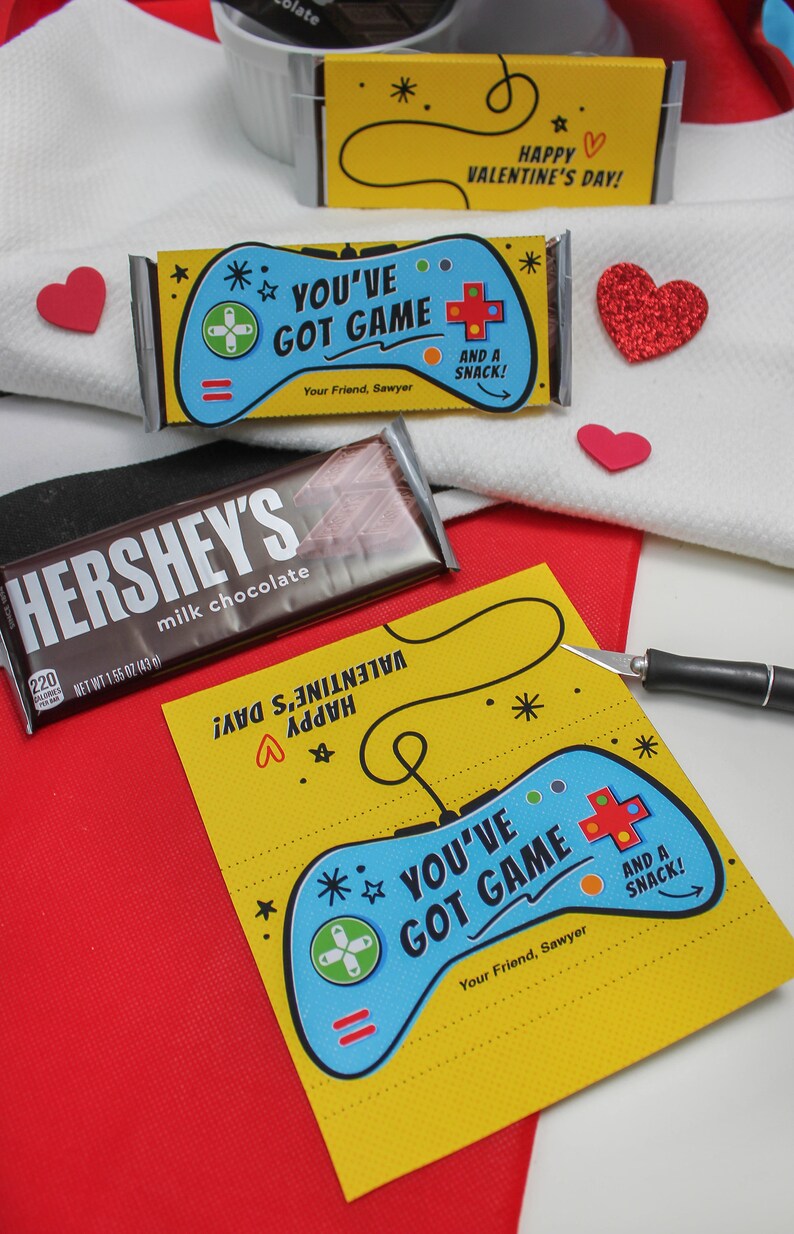 Video Game Kids Valentine, Candy Bar Wrapper Kids Valentine, Gamer Valentine, Hershey Chocolate Bar, Classroom Valentine, Just Add Confetti image 6