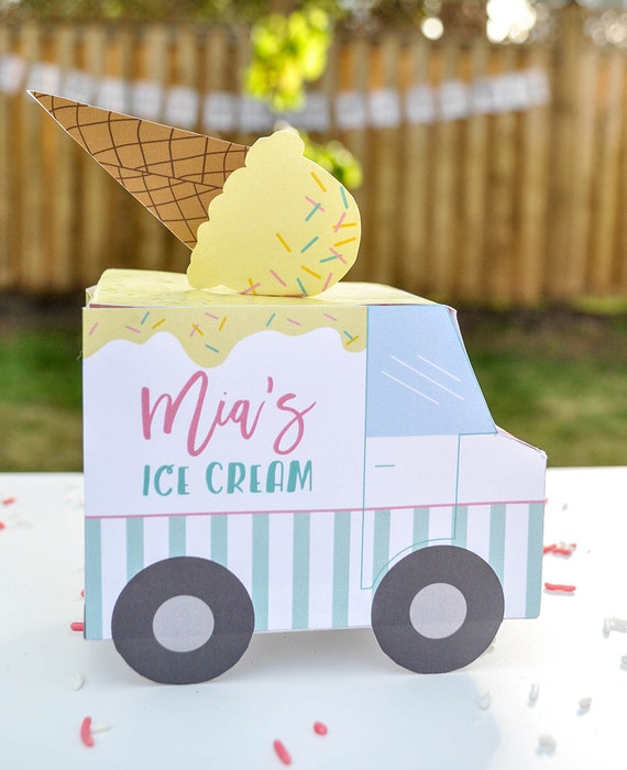 Ice Cream Truck Favor Box Personalized Printable PDF Ice Cream Ice Cream Truck Favor Box Personalized Printable PDF Ice Cream