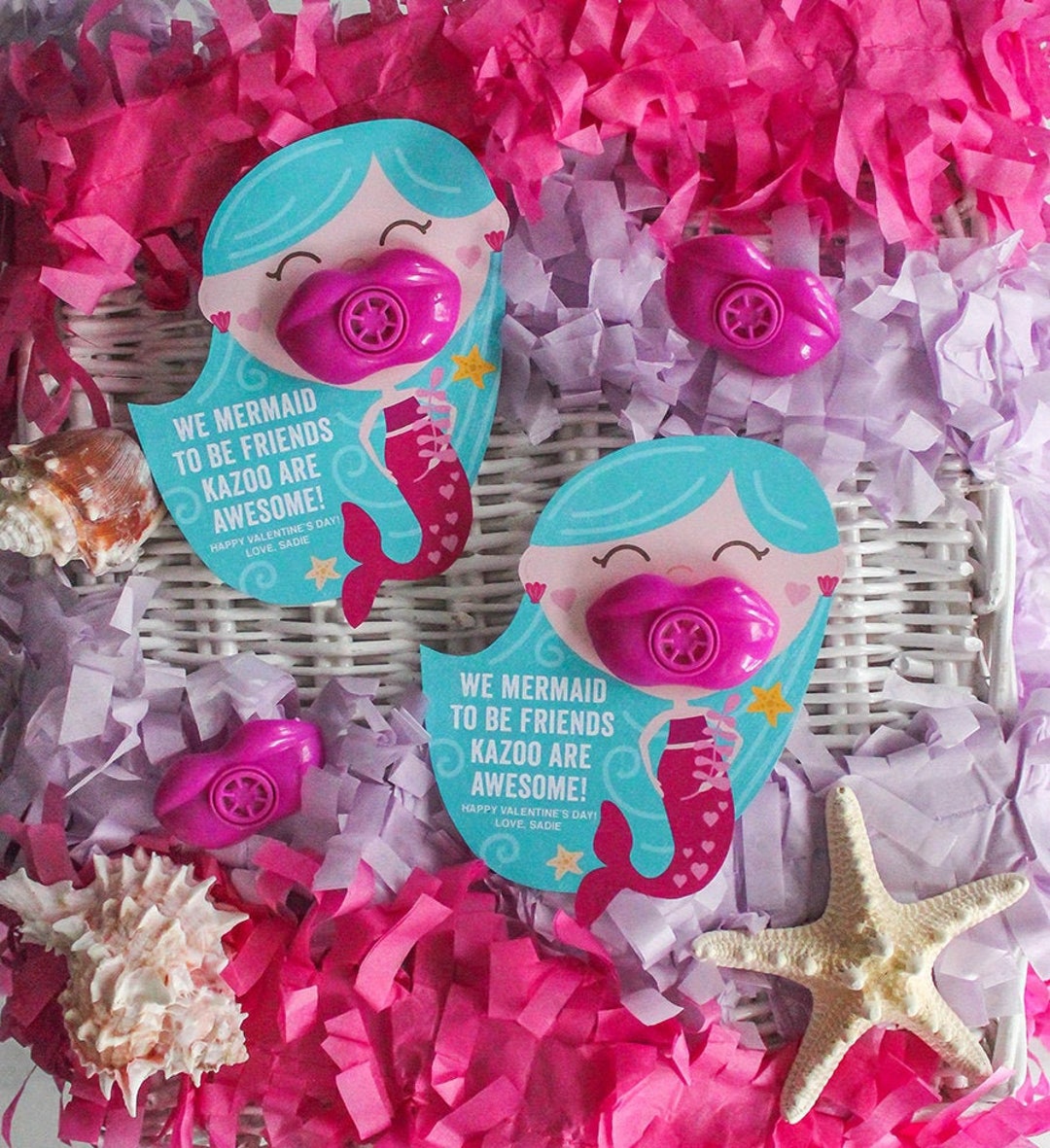 Mermaid Kids Valentine Kazoo Valentine Classroom Valentine School Valentine Printable
