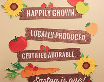 Farmers Market Birthday Party - Party Signs - Digital file, Personalized, Matching, Farm Party, Garden Party, Fruits, Flowers