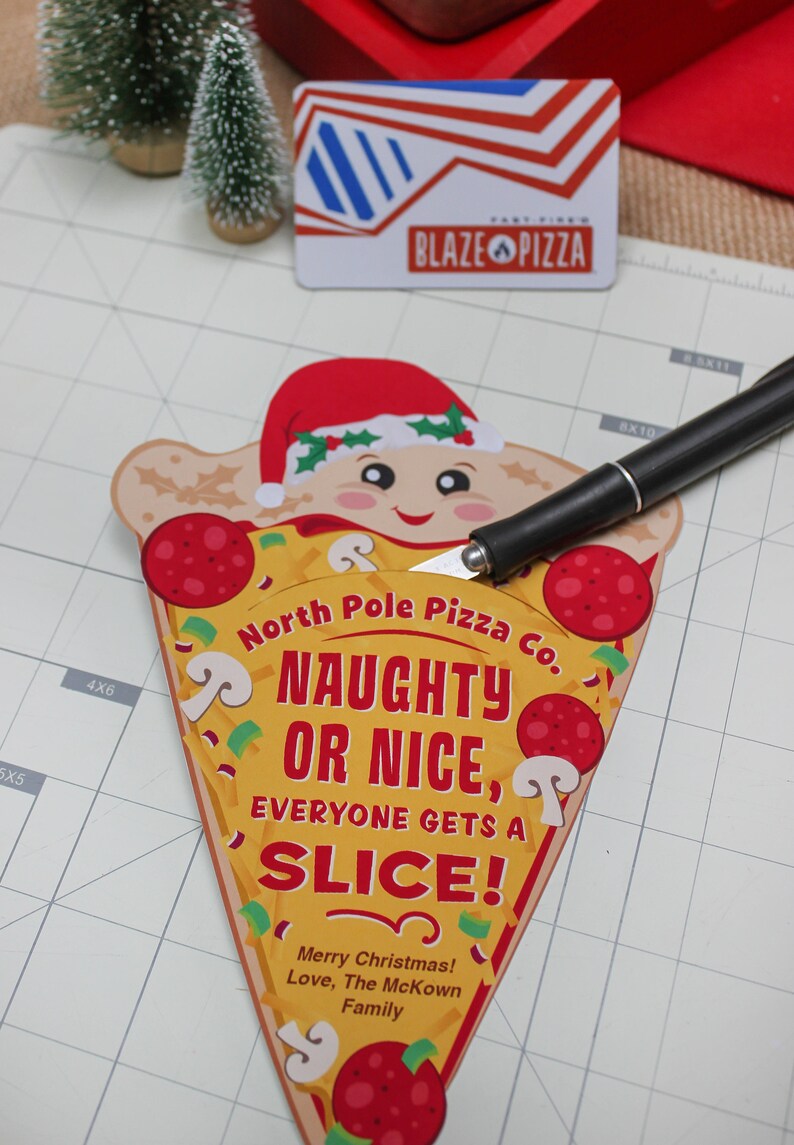 Pizza Christmas gift card holder printable, coworker gift, staff gift, Christmas printable, employee gift, pizza gift, Just Add Confetti image 4