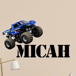 BigFoot 4x4 Monster Truck Running over Name Decal - BIGFOOT #18, Firestone BIGFOOT - Official Wall Slaps Sticker