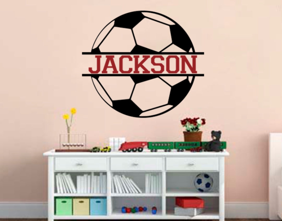 Custom Soccer Wall Sticker Decal Decor Sport Football Boy Kids Room ...
