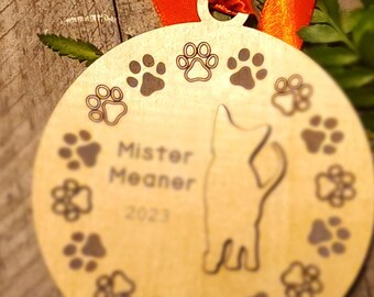Cat personalized ornament paw prints