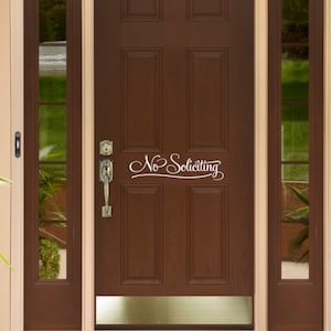 No Soliciting Sign For Front Door Simple and Pretty Vinyl Decal sticker