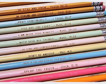 Scripture Pencils - Set of 10 - Back to School - School Supplies - Pastel Pencils - #2 Pencils