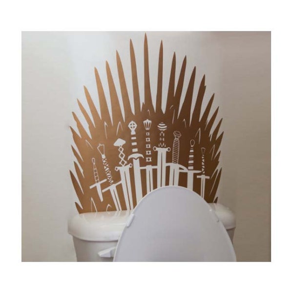 Metallic Iron Throne Toilet decal Parody inspired by Game of Thrones Funny Sword Toilet Decal or Bathroom Wall Sticker #th1
