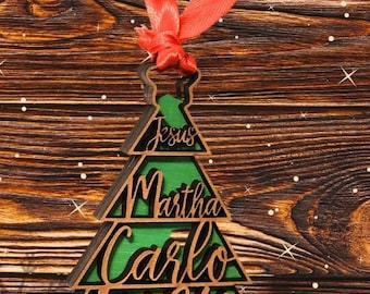 personalized Christmas tree ornament family