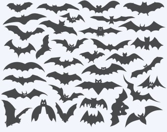 Huge Flock of Bats Halloween Holiday Vinyl Wall Decal Mural Over 30 Bat Decals