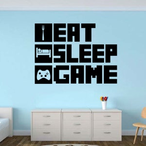 EAT SLEEP GAME Gamer wall decal - Gamer Room Wall Vinyl Decal Sticker #ESg
