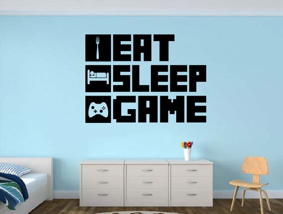 eat sleep game gamer wall decal gamer room wall vinyl decal | etsy
