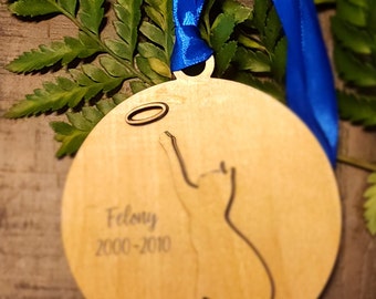 memorial, ornament, pet, cat, kitty, angel, halo, christmas, keepsake