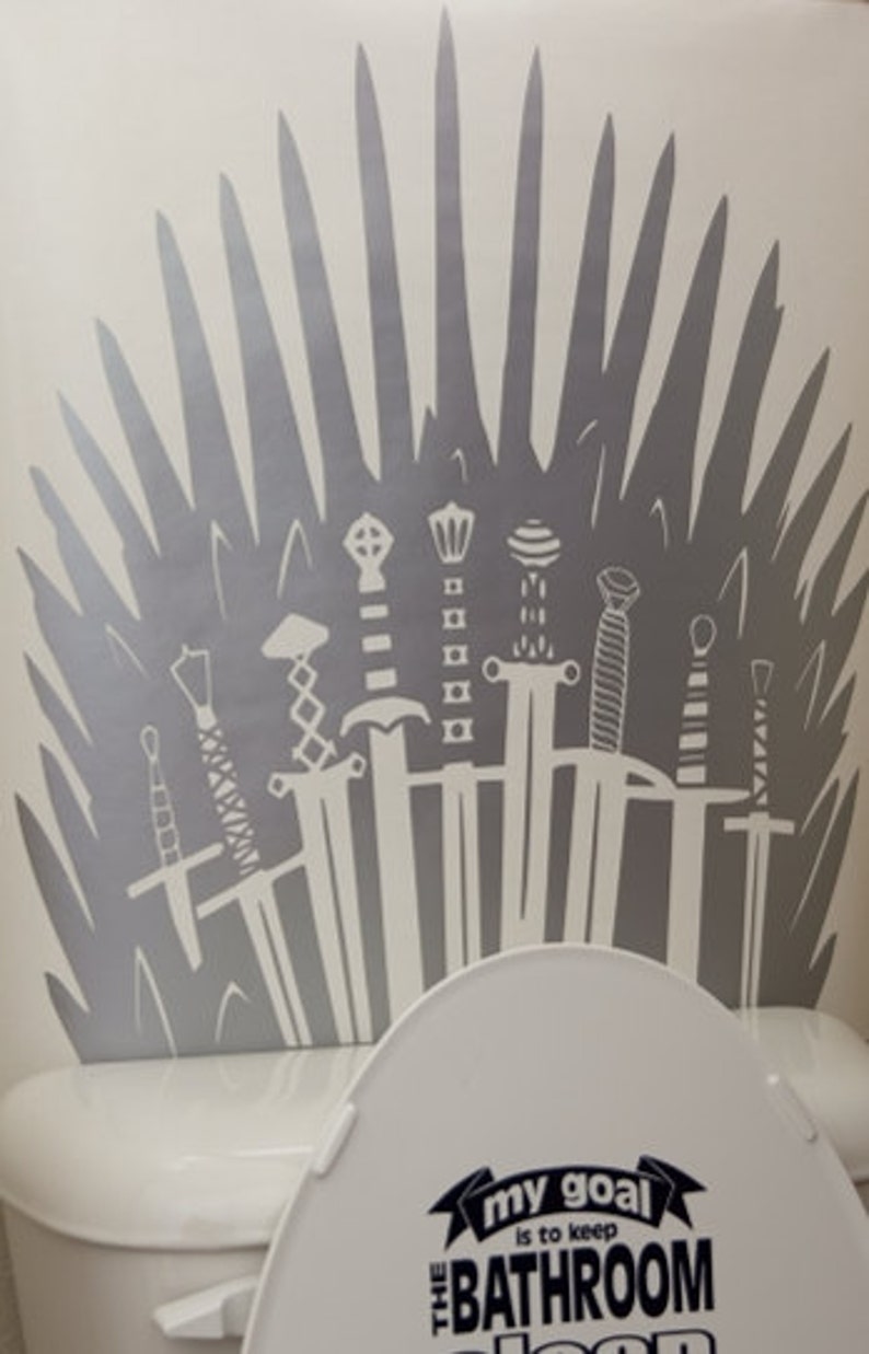 Iron Throne Toilet Decal Sticker Parody inspired by Game of Thrones Iron throne for behind your toilet on Bathroom Wall th1 image 4