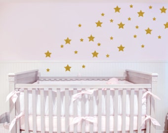 Peel and Stick Gold Stars Removable Vinyl Wall Art Decal Sticker Make your wall pop and add some sparkle Above crib nursery little girl room