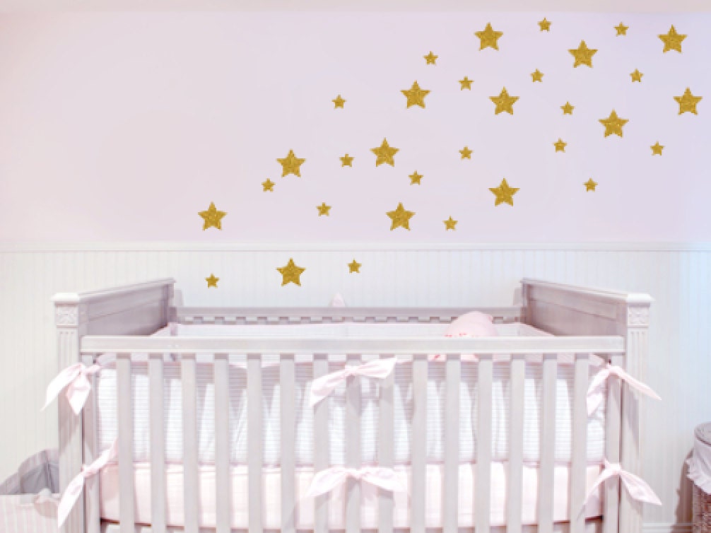 Peel and Stick Gold Stars Removable Vinyl Wall Art Decal Etsy