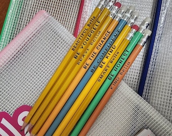 Pep Talk Positive Affirmation Pencils - Set of 10 - Back to School - School Supplies - Pastel Pencils - #2 Pencils